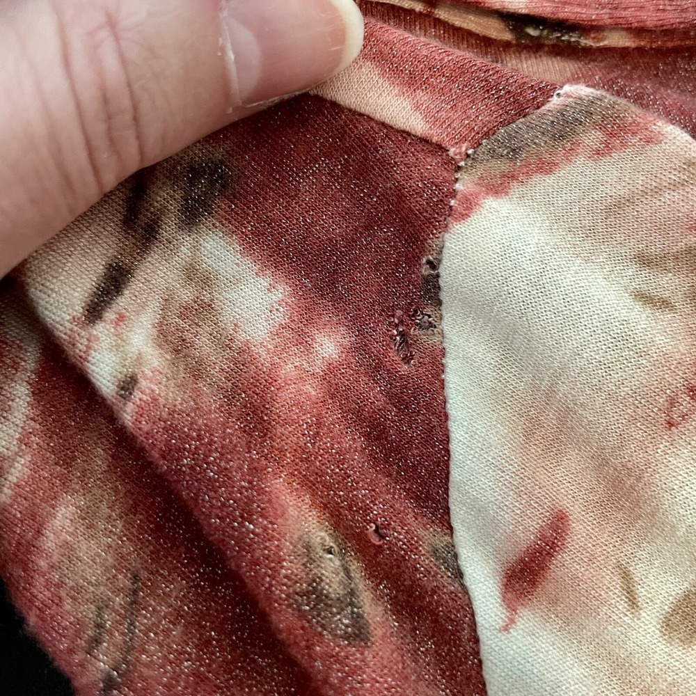 Vintage 90s y2k Cache Size Large Blouse - Red Tie Dye Half Button Luxury - Picture 11 of 11